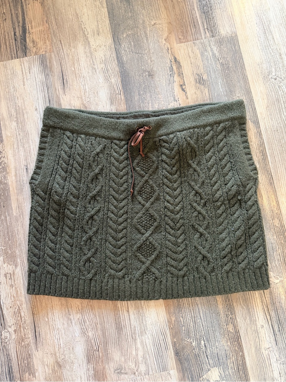 Polo Ralph Lauren Skirt Women L Green Wool Alpaca Blend Cable Knit Luxury Preppy